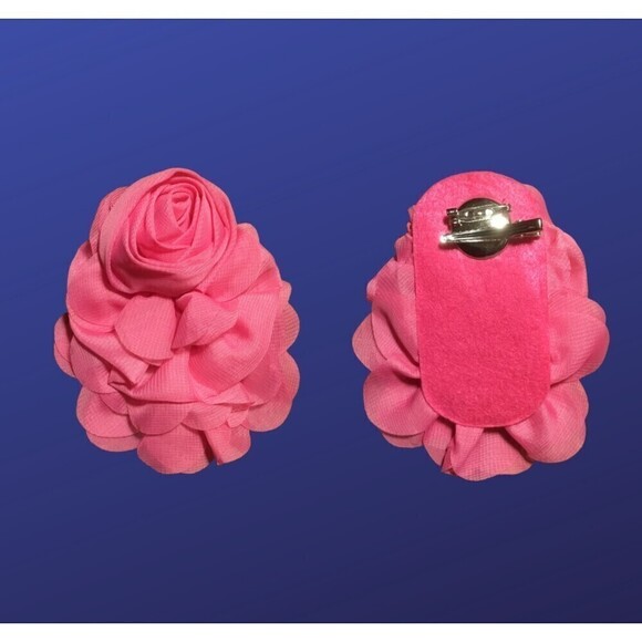 UNBRANDED Fabric/Mesh Rose Clip and Pin, Hair/Shoes/Purse/Lapel/Hat, PINK, NWOT - Picture 3 of 3